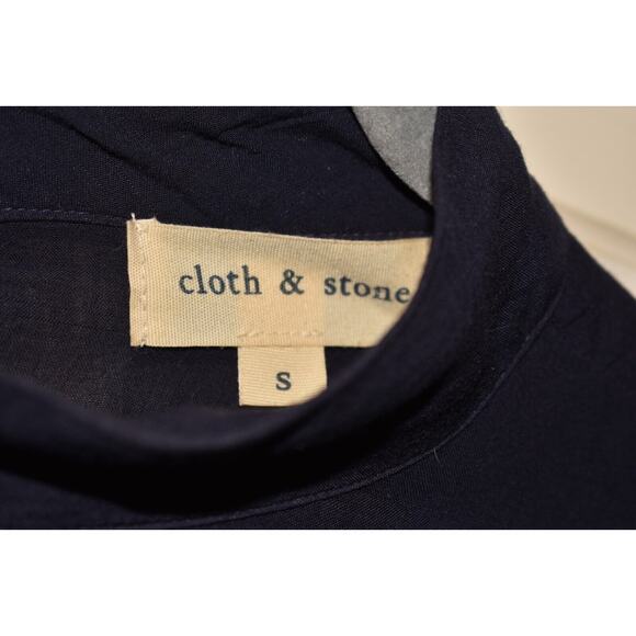CLOTH & STONE ANTHROPOLOGIE $98 Long Sleeve Button-Back Blouse Navy Small‎ - Picture 3 of 3